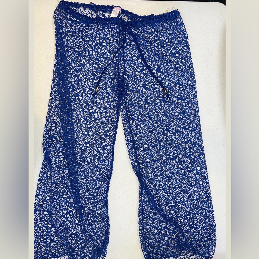Blue Crochet Lace Pants